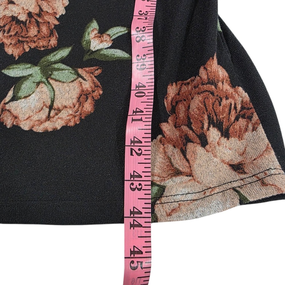 Vibe Sportswear Womens Maxi Dress Brown M Floral Stretch Round‎ Neck Side Slit - Picture 7 of 8